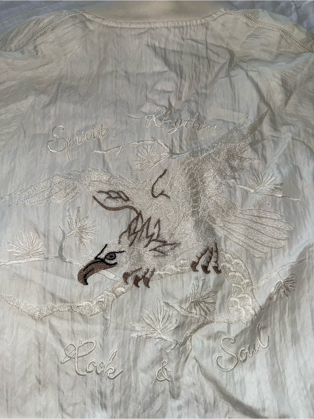 John Varvatos White Bomber Jacket with Silver Zipper